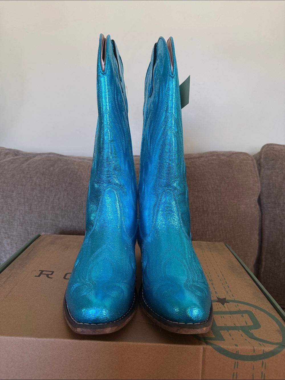 Roper Metallic Teal Cowboy Booties
